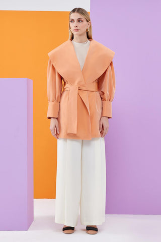 Vera Taffeta Shawl Collar Kimono Apricot