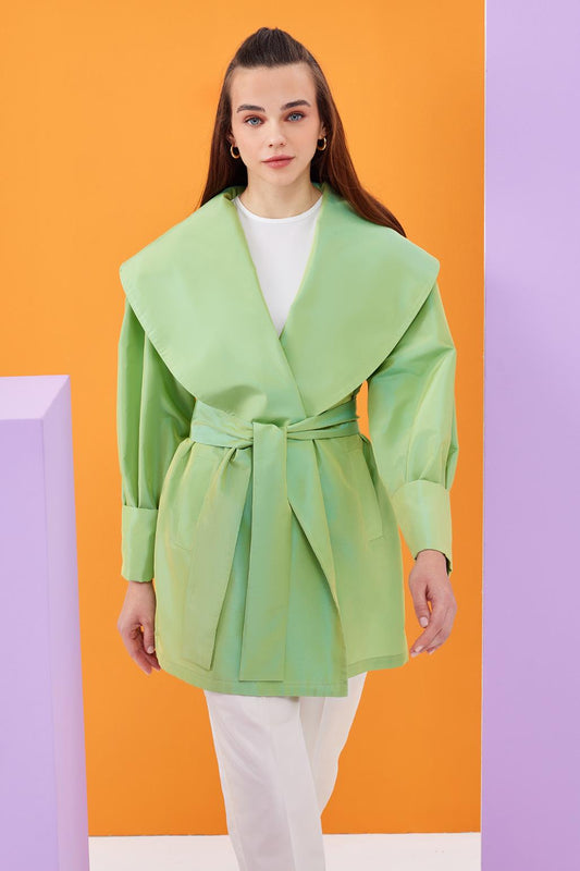 Vera Taffeta Shawl Collar Kimono Water Green