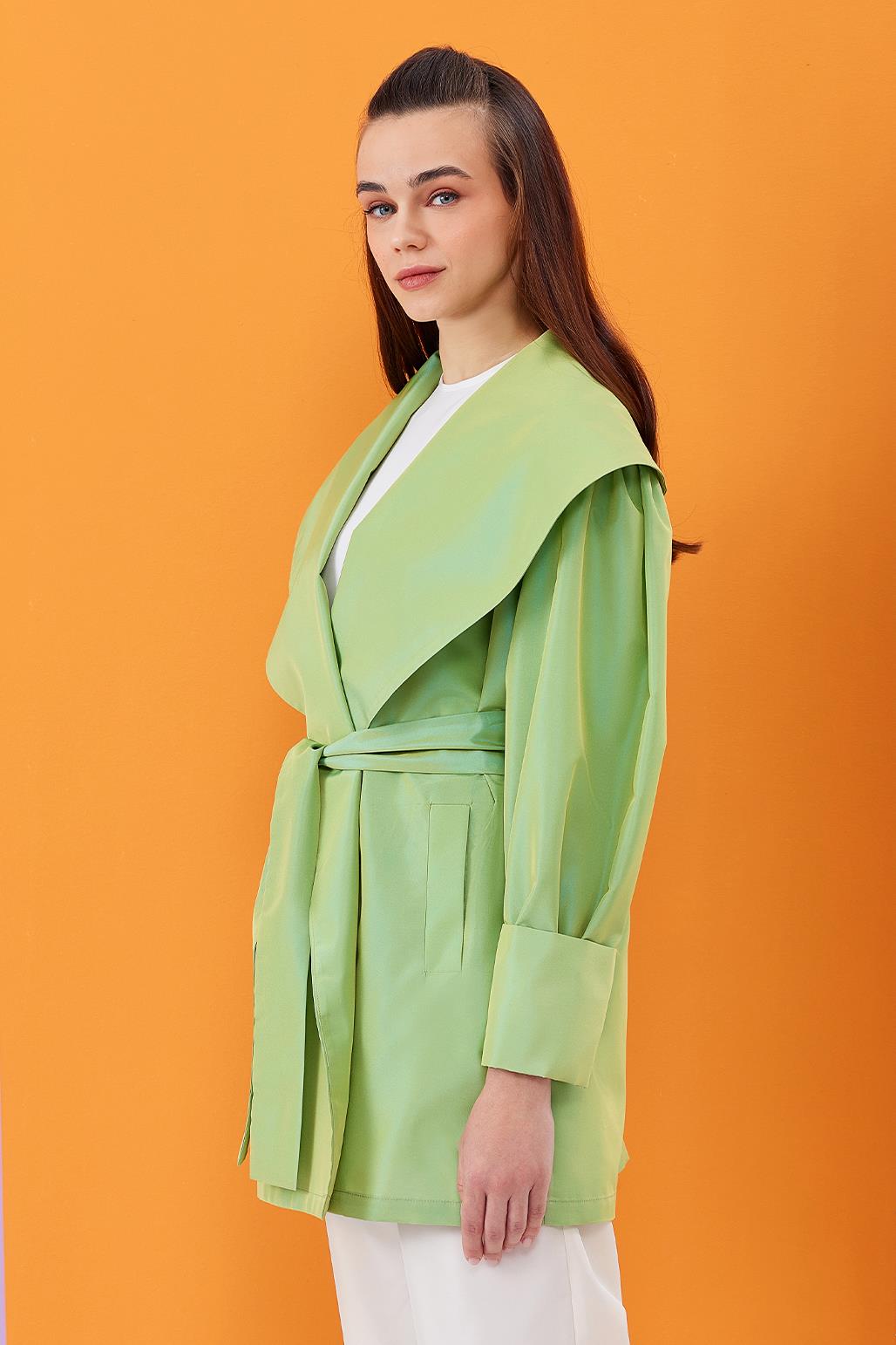 Vera Taffeta Shawl Collar Kimono Water Green