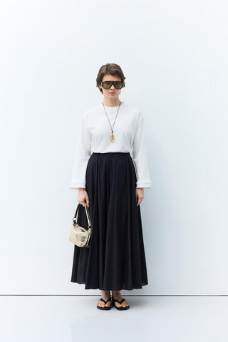 Voile Panel Skirt Black