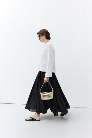 Voile Panel Skirt Black
