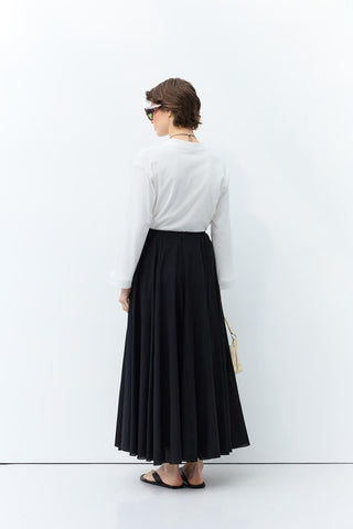 Voile Panel Skirt Black