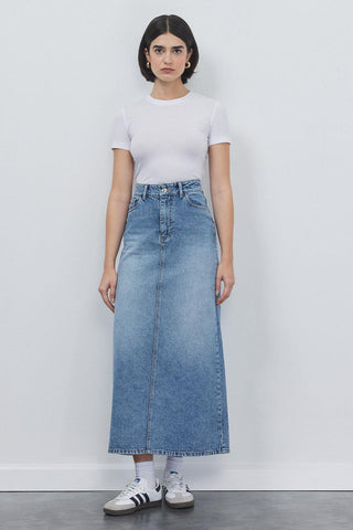 Washable Denim Pencil Skirt Light Blue