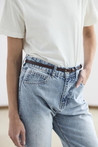 Washed High-Waisted Jeans Light Blue