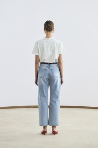 Washed High-Waisted Jeans Light Blue