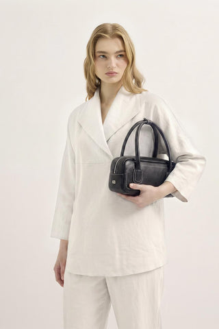 Wide Collar Tunic & Pants Set White