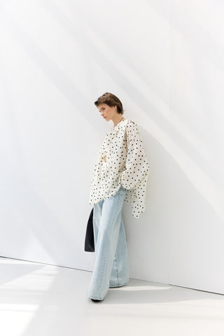 Wide Leg Denim Trousers Light Blue