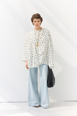 Wide Leg Denim Trousers Light Blue