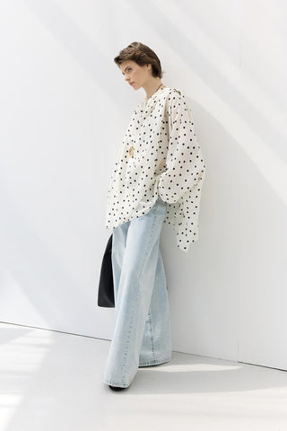 Wide Leg Denim Trousers Light Blue