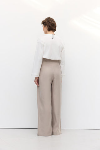 Wide Pleated Trousers Beige