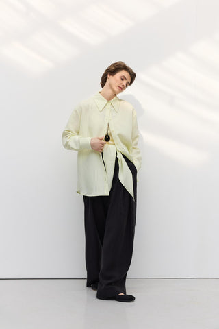 Wide Pleated Trousers Black