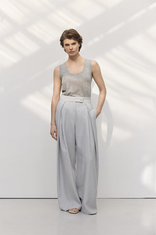 Wide Pleated Trousers Light Grey