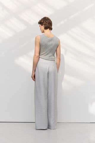 Wide Pleated Trousers Light Grey