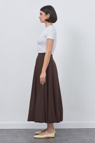 Wola Poplin Balloon Skirt Chocolate Brown