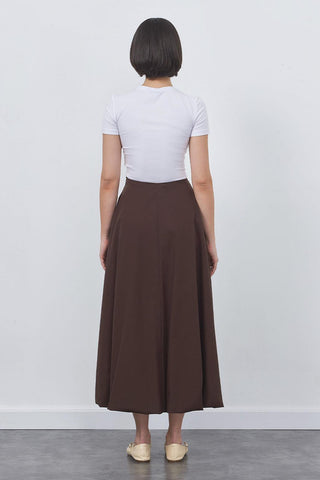 Wola Poplin Balloon Skirt Chocolate Brown