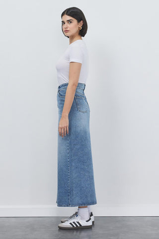 Washable Denim Pencil Skirt Light Blue