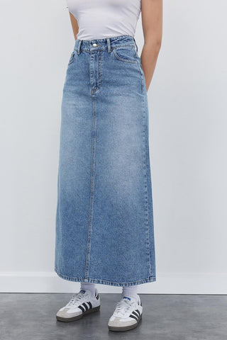 Washable Denim Pencil Skirt Light Blue