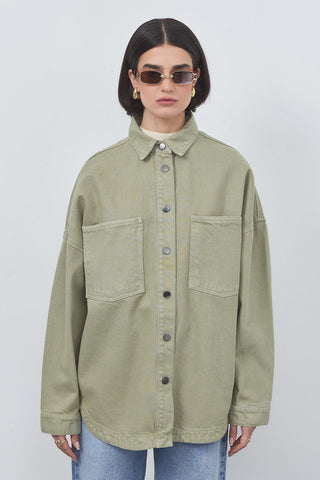 Washed Gabardine Jacket Khaki Green