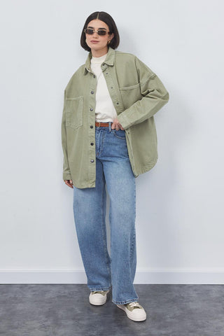 Washed Gabardine Jacket Khaki Green