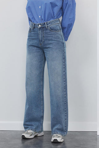 Washed Palazzo Trousers Light Blue