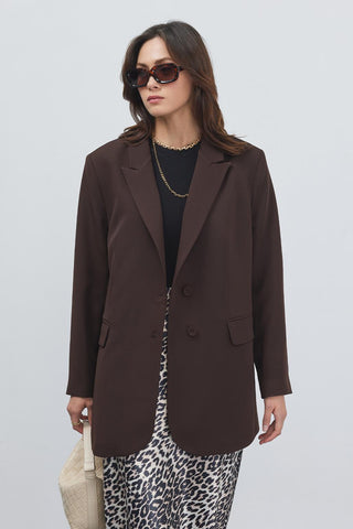 Alina Blazer with Slits Brown