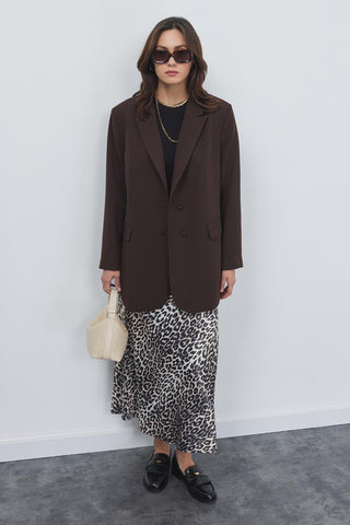 Alina Blazer with Slits Brown