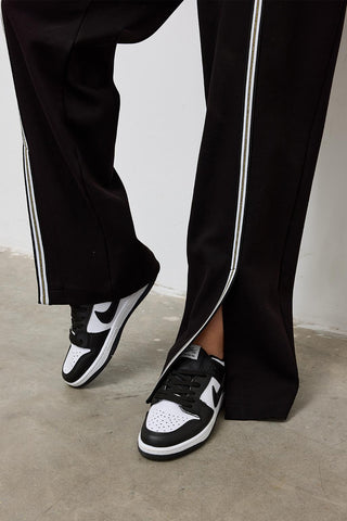 Knit Blouse and Slit Trousers Set Black