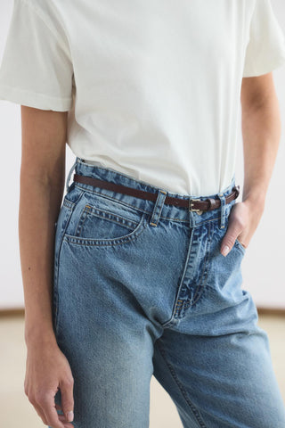 High Waisted Straight Leg Jeans Light Blue