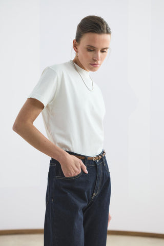 High Waisted Straight Leg Jeans Dark Blue