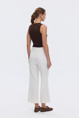 High Waist Fit Crepe Trousers Ecru