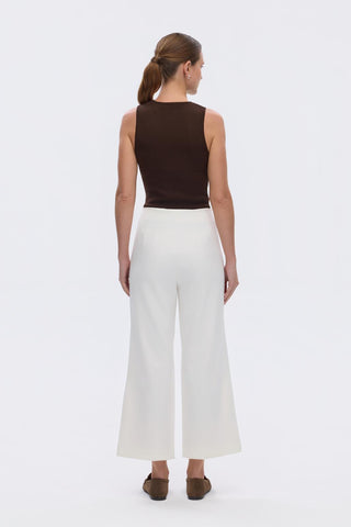 High Waist Fit Crepe Trousers Ecru