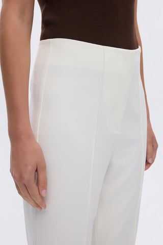 High Waist Fit Crepe Trousers Ecru
