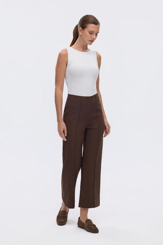 High Waist Fit Crepe Trousers Brown