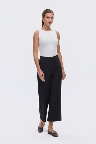 High Waist Fit Crepe Trousers Black