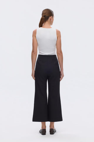 High Waist Fit Crepe Trousers Black