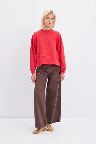 High Waist Wide Leg Gabardine Trousers Brown