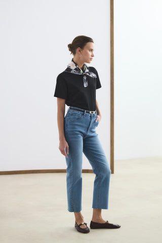 High Waisted Cropped Flared Jeans Light Blue