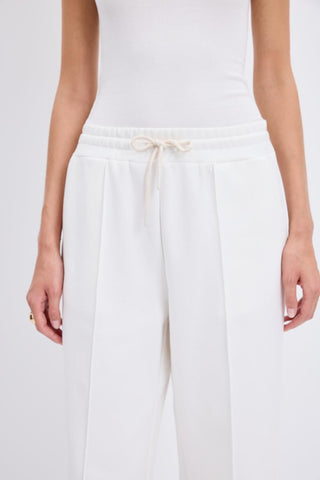 High Waist Pleated Stitch Trousers Ecru