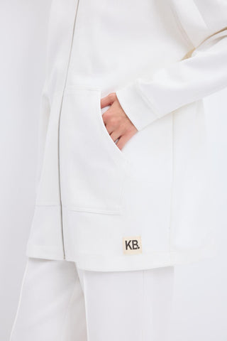 High Waist Pleated Stitch Trousers Ecru