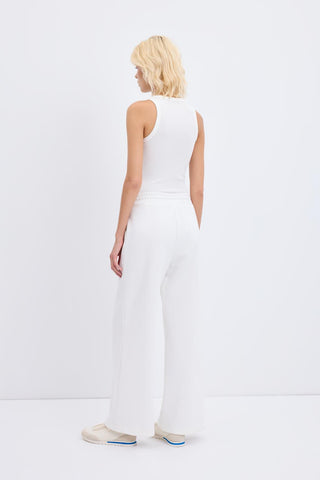 High Waist Pleated Stitch Trousers Ecru