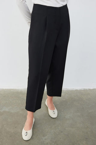 High Waist Dart Detailed Trousers Black