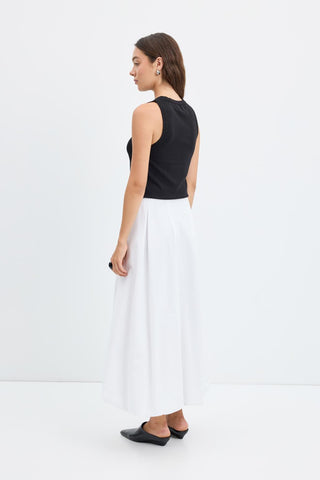 High Waist Pleated Balloon Skirt Ecru