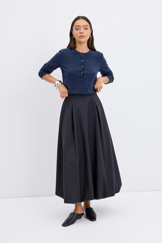 High Waist Pleated Balloon Skirt Black