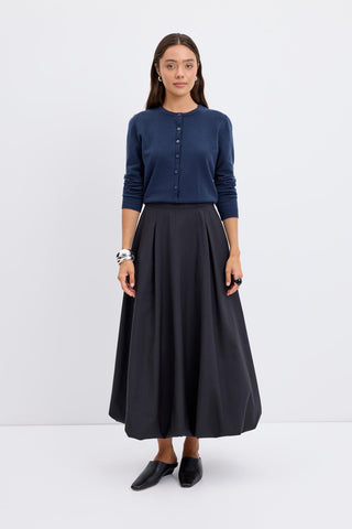 High Waist Pleated Balloon Skirt Black