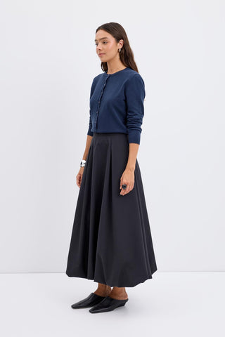 High Waist Pleated Balloon Skirt Black