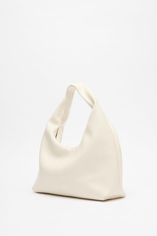 Soft Textured Leather Tote Bag Ecru