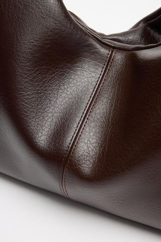 Soft Textured Leather Tote Bag Brown