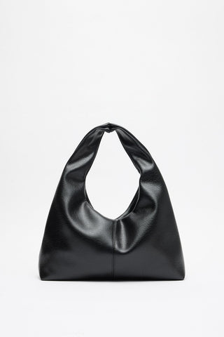 Soft Textured Leather Tote Bag Black
