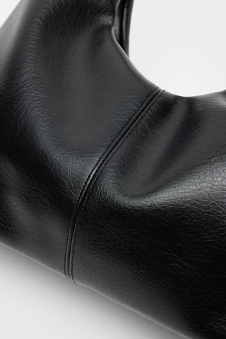 Soft Textured Leather Tote Bag Black