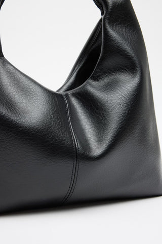 Soft Textured Leather Tote Bag Black